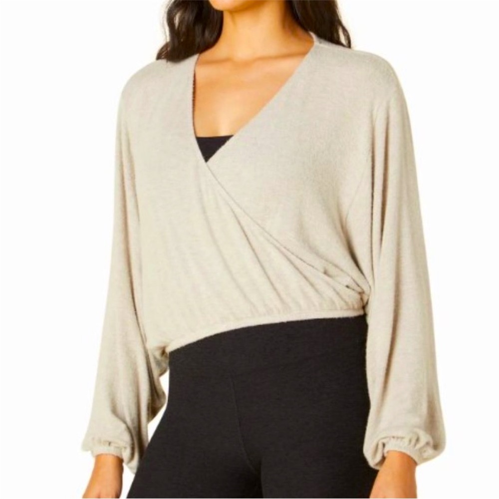Beyond Yoga Wrapped Up Pullover Sweater like Cashmere Oatmeal color XS